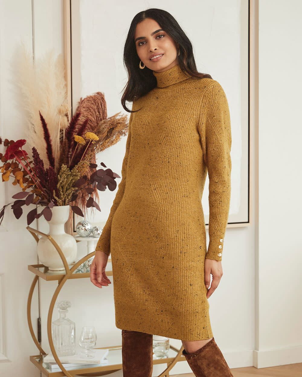 Fancy Stitch Turtleneck Sweater Dress Rw Co